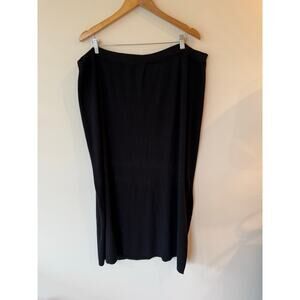 Charter Club High Rise Side Slit Pull On Stretch Midi Skirt Black Plus Size 3x